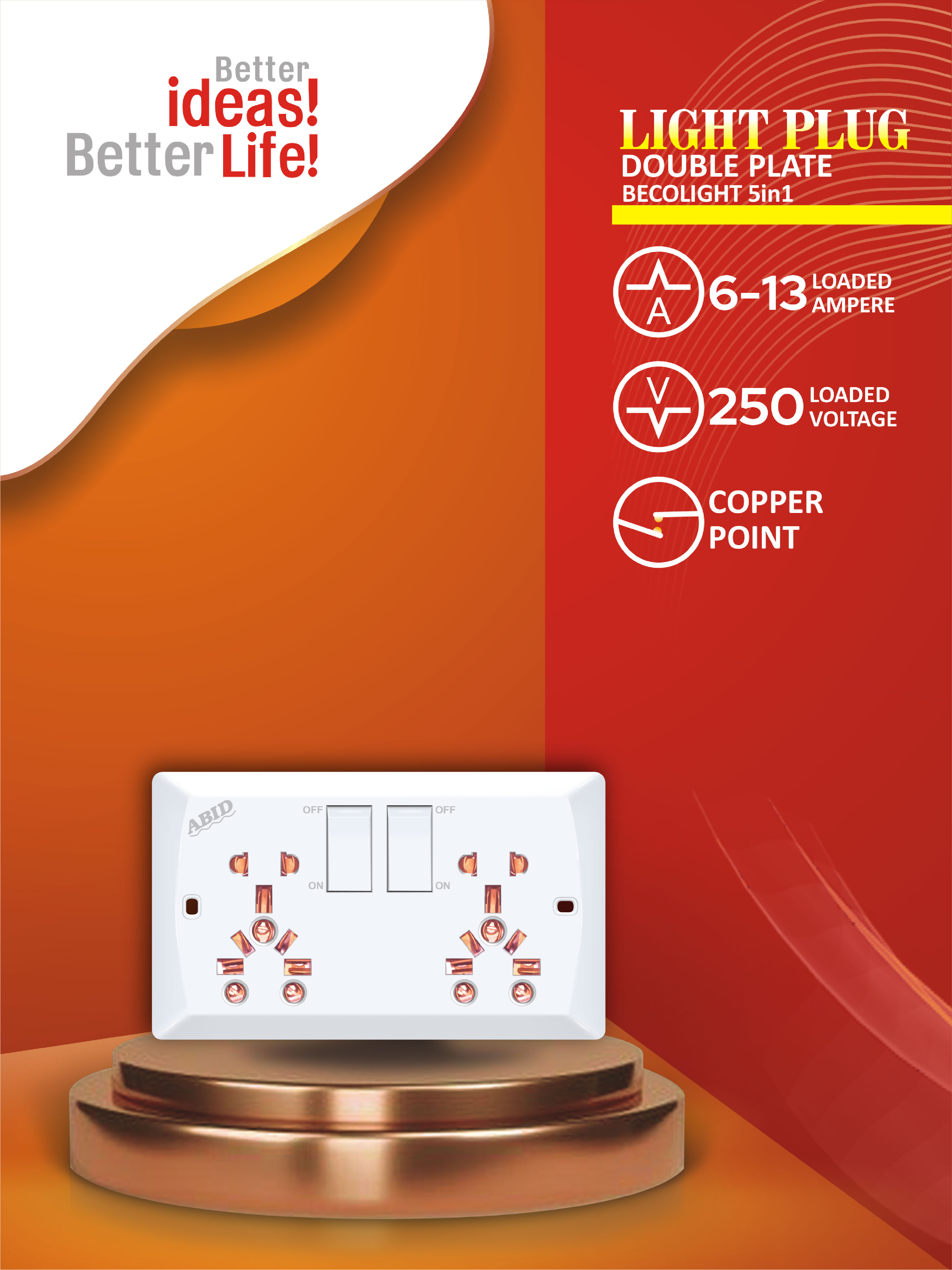 Light Plug Double Plate Bakelite 5in1