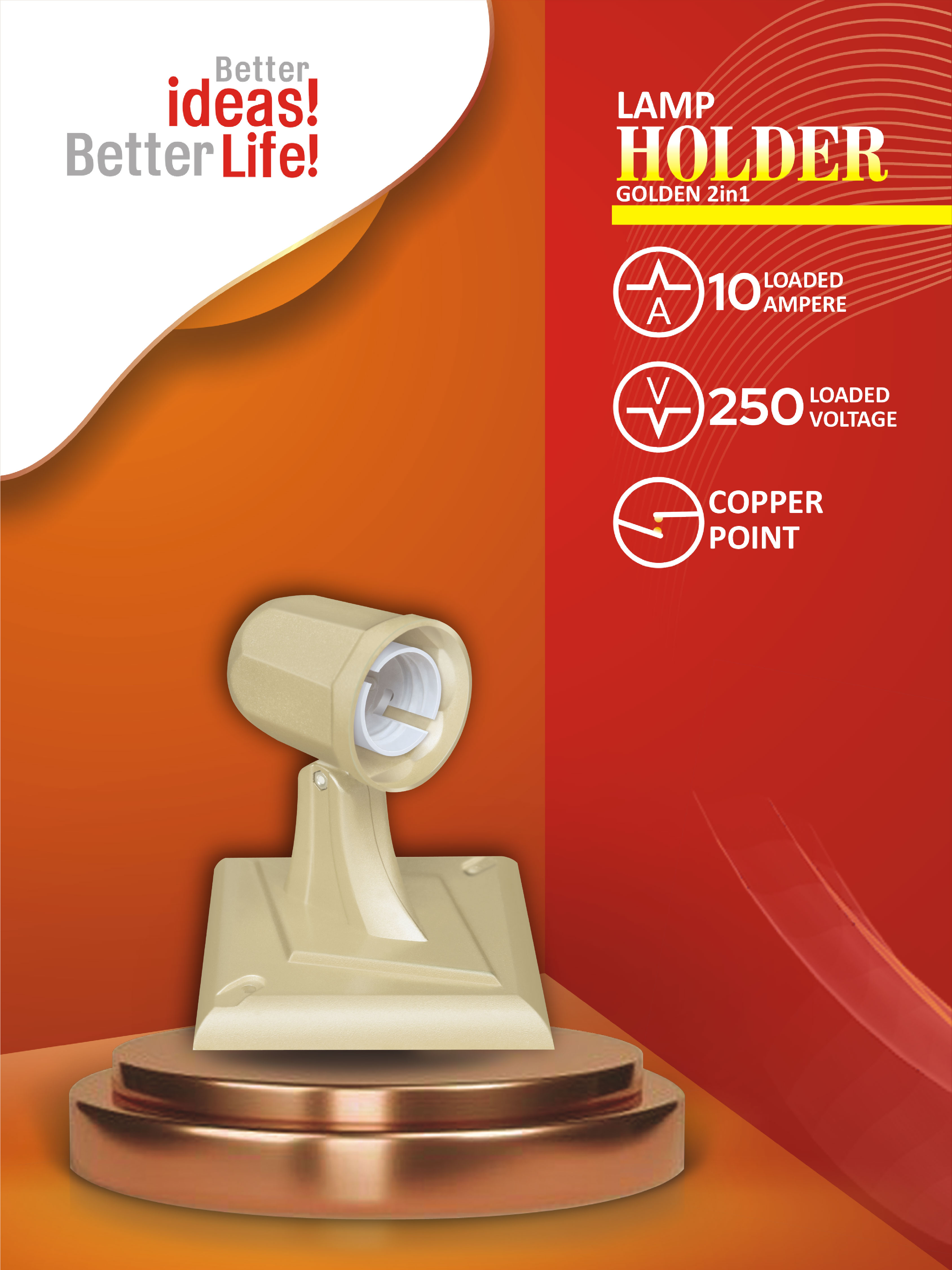 Lamp Holder Golden 2in1