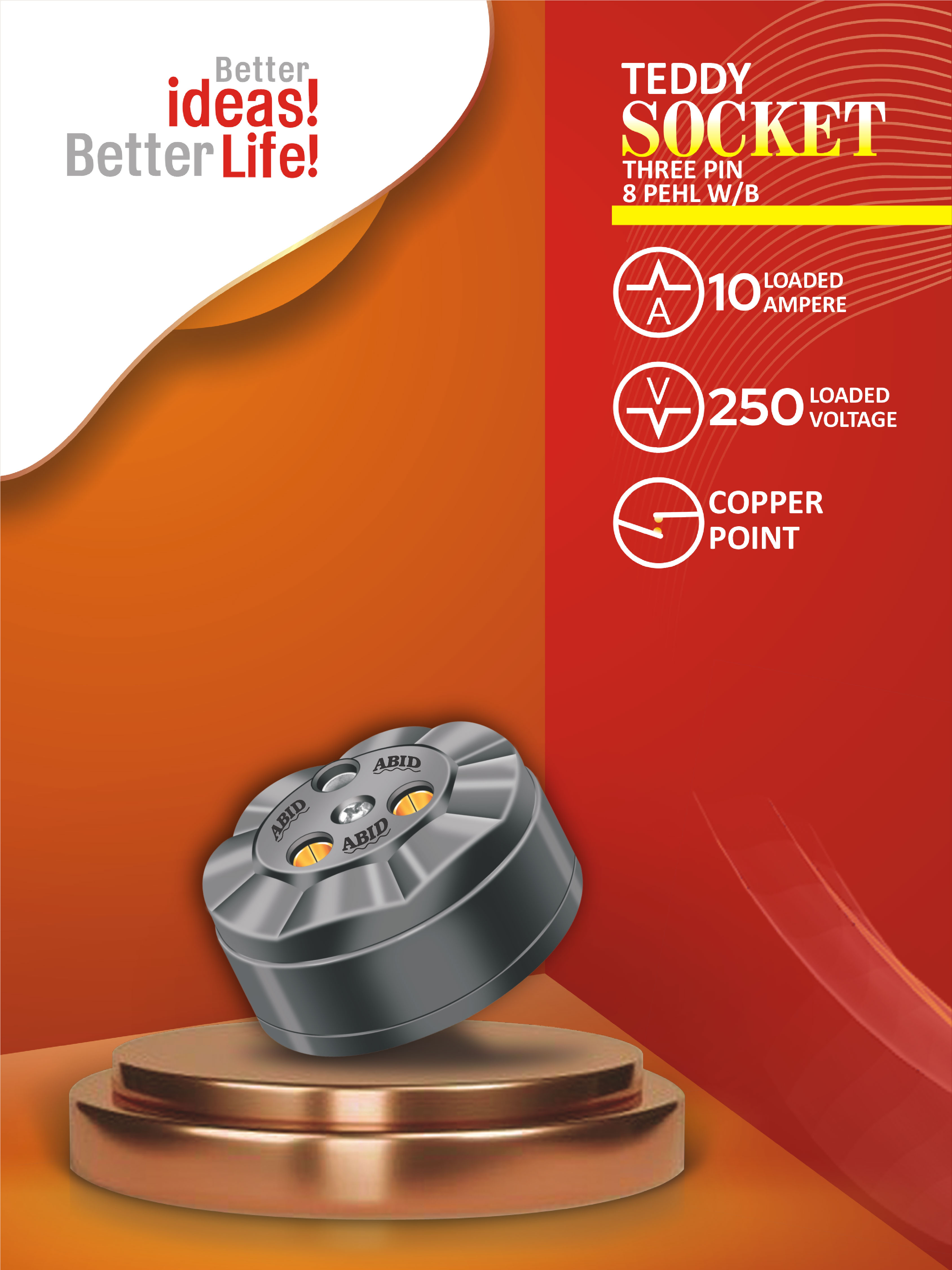 3 Pin Socket 8 Pehl 10A W/B