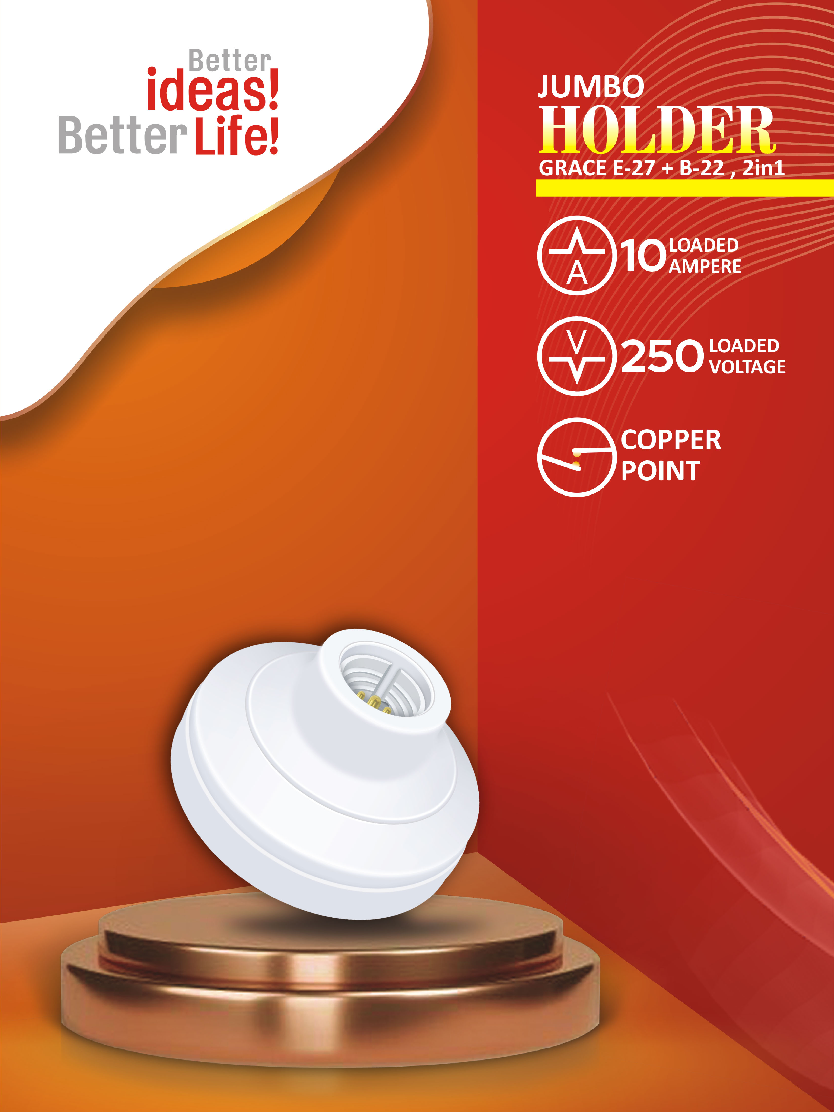 Jumbo Holder Grace E-27+ B-22 2in1