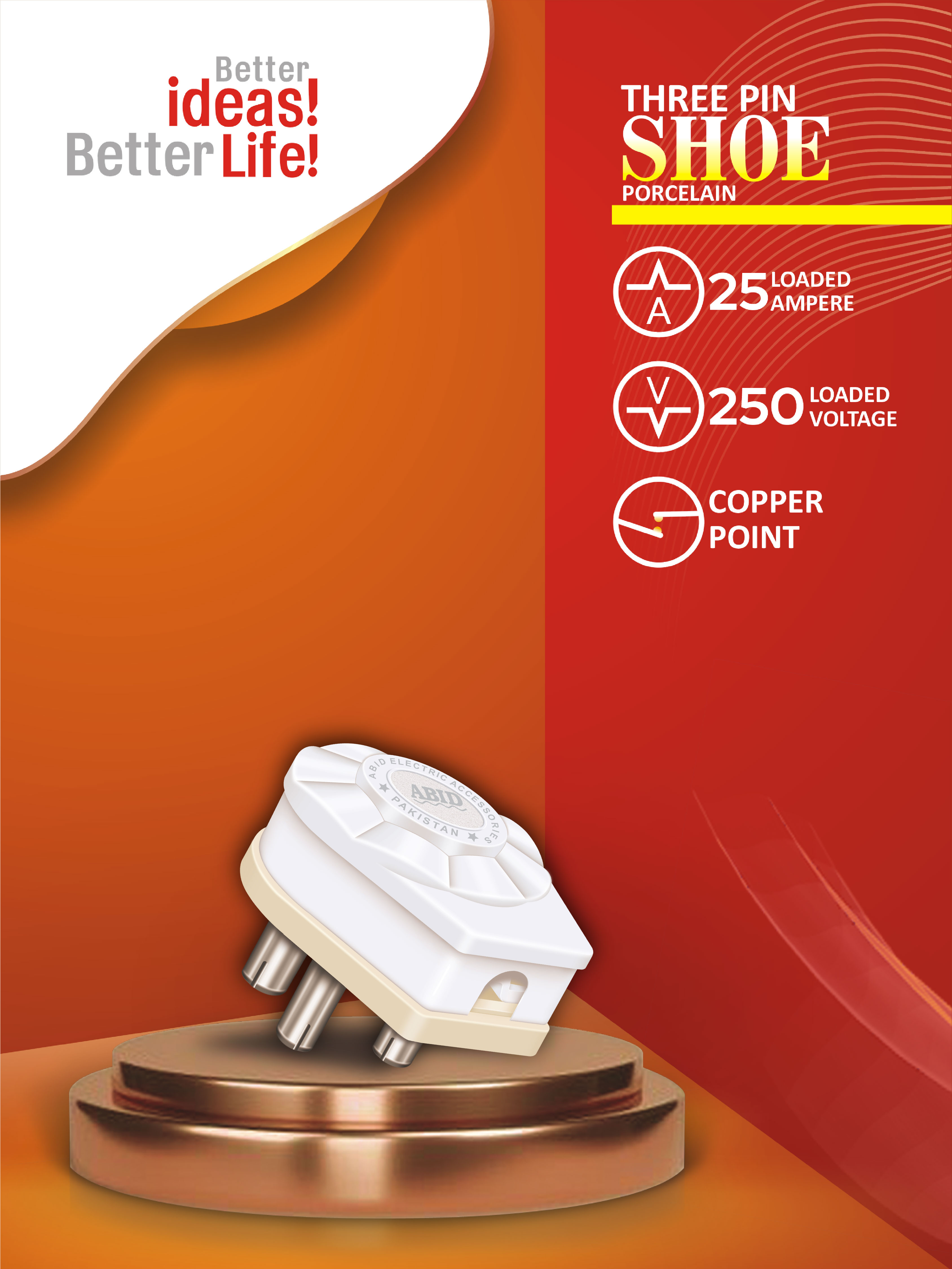 3 Pin Shoe Porcelain 25A
