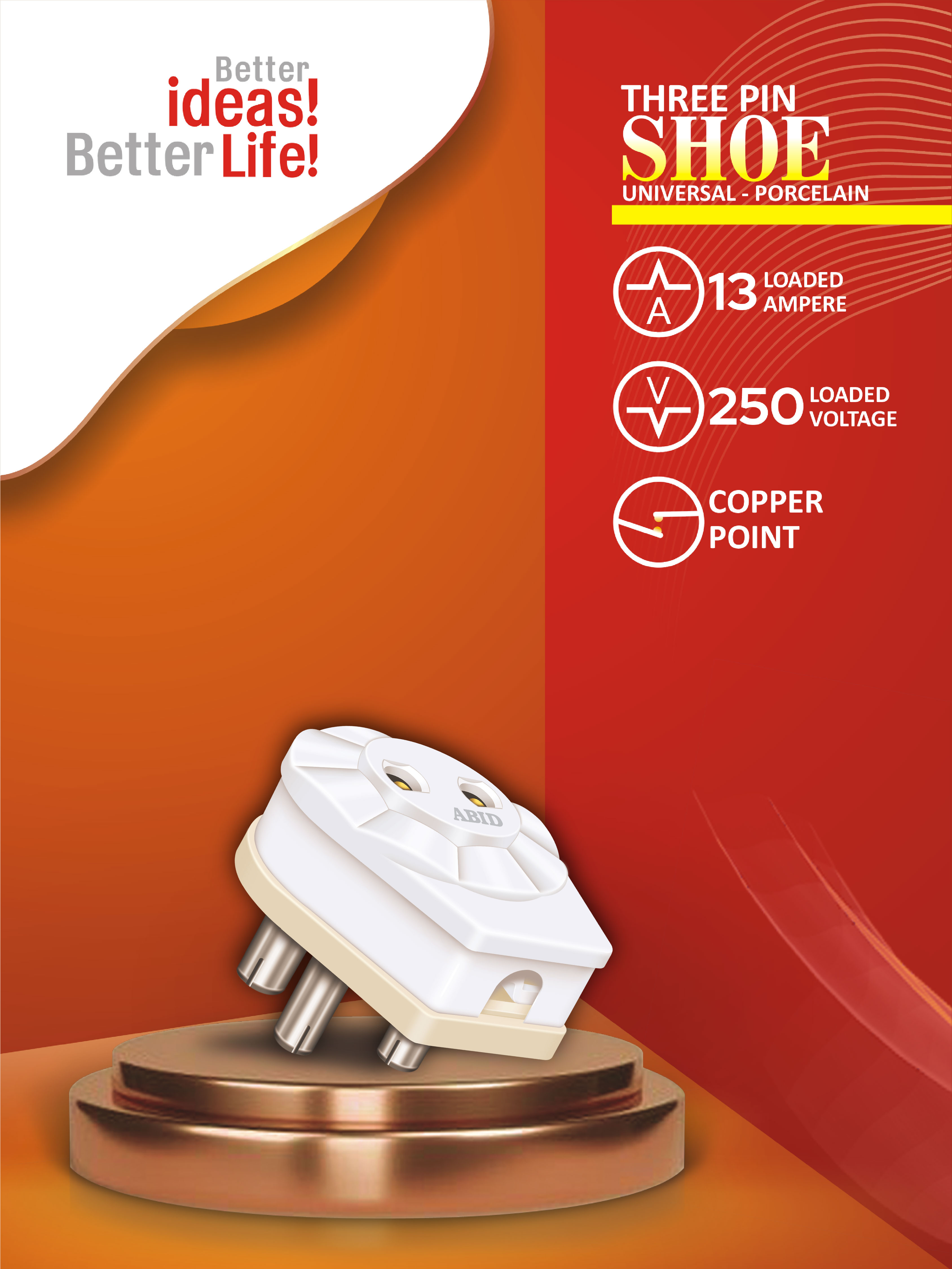 3 Pin Shoe Universal Porcelain 13A 