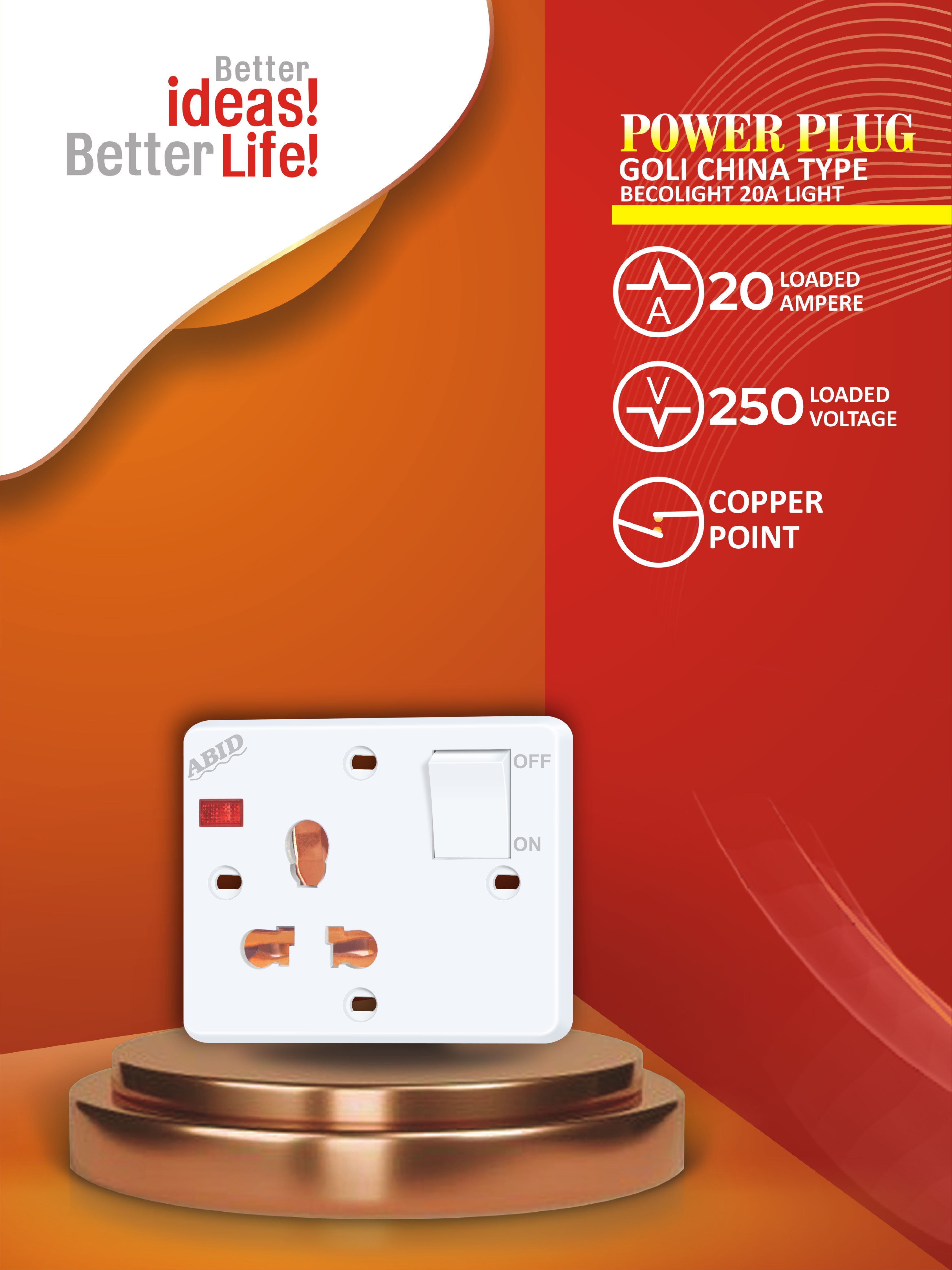 Power Plug Goli China Type Bakelite 20A Light