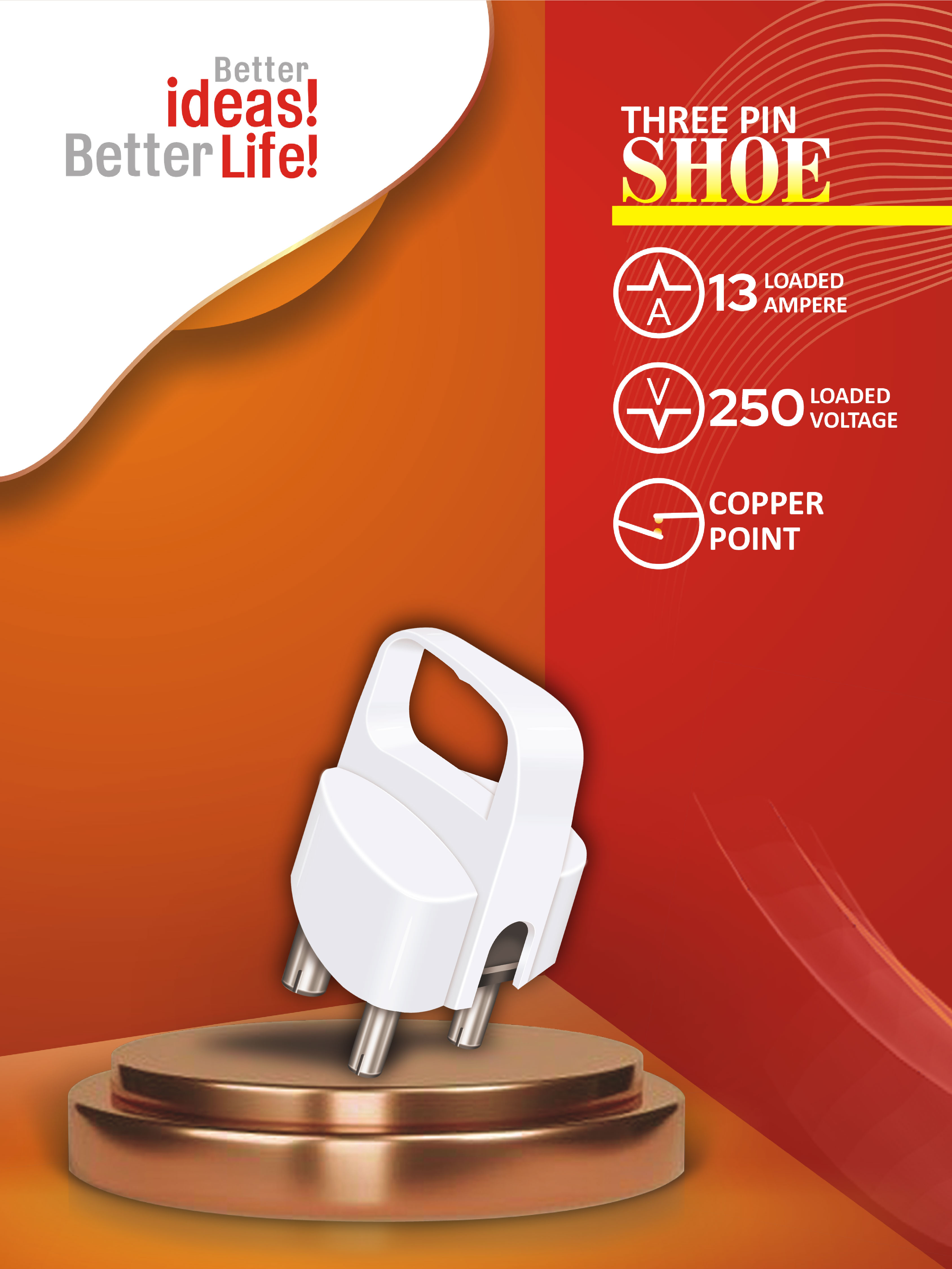 3 Pin Shoe Handle Bakelite 10A