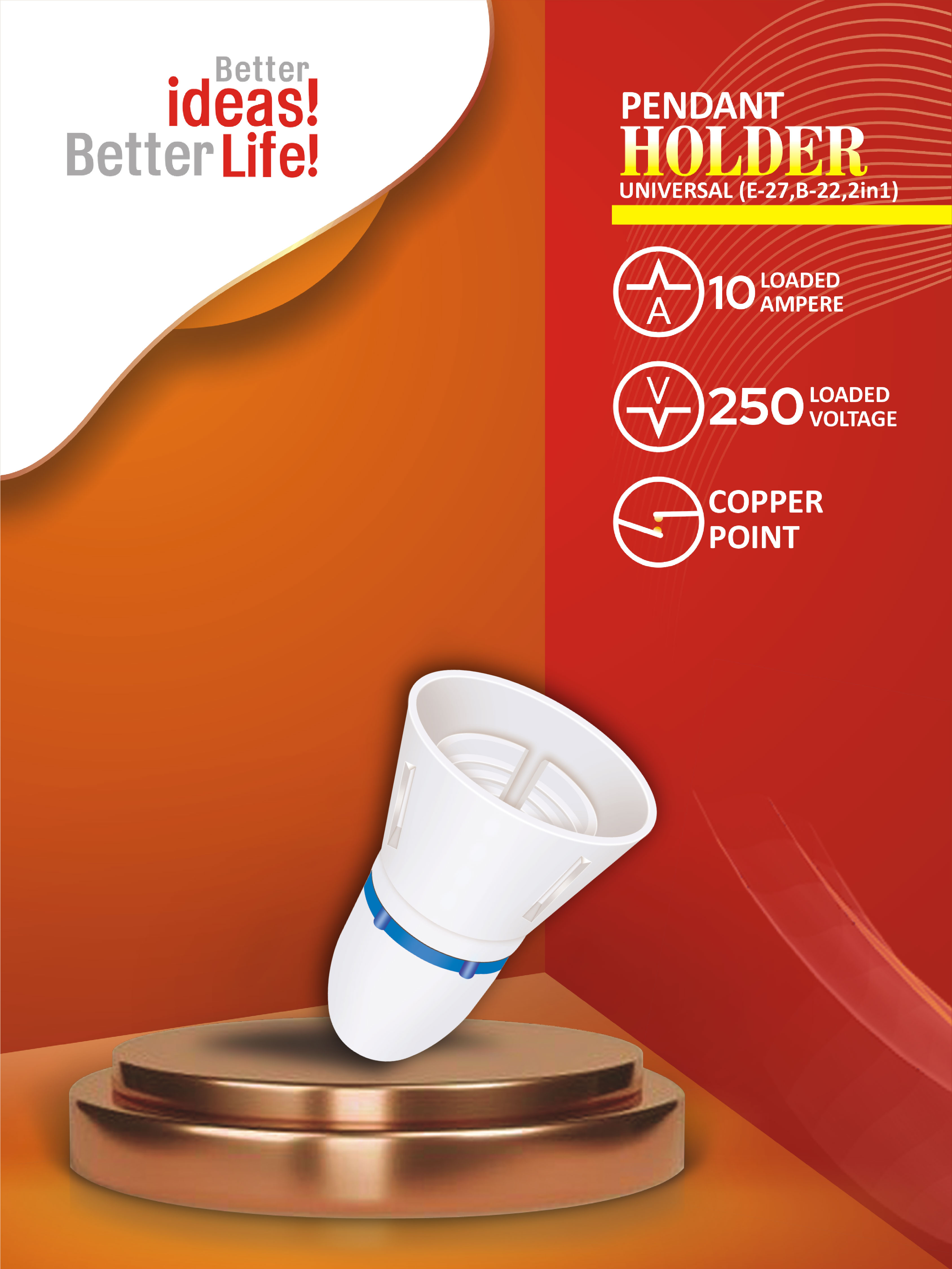 Pendent Holder Universal B-22, E-27 2in1